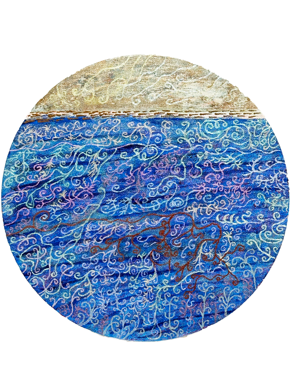 幻想の深海　(円形キャンバス_250mm × 250mm × 20mm)One-of-a-kind